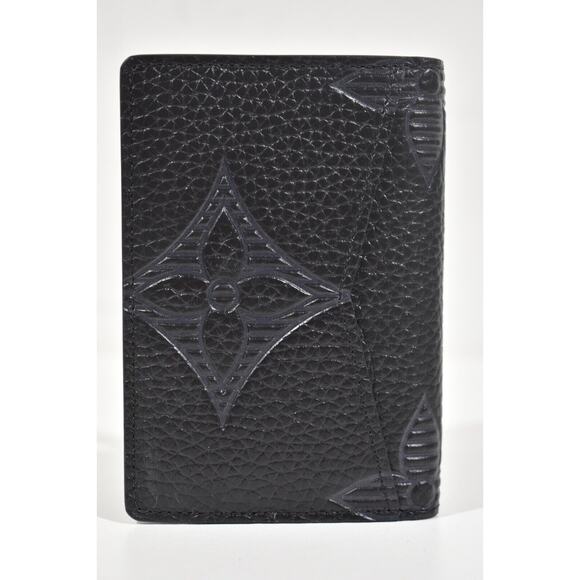 Louis Vuitton Taurillon Shadow Black Leather Monogram Pocket Organizer Wallet - Picture 5 of 9